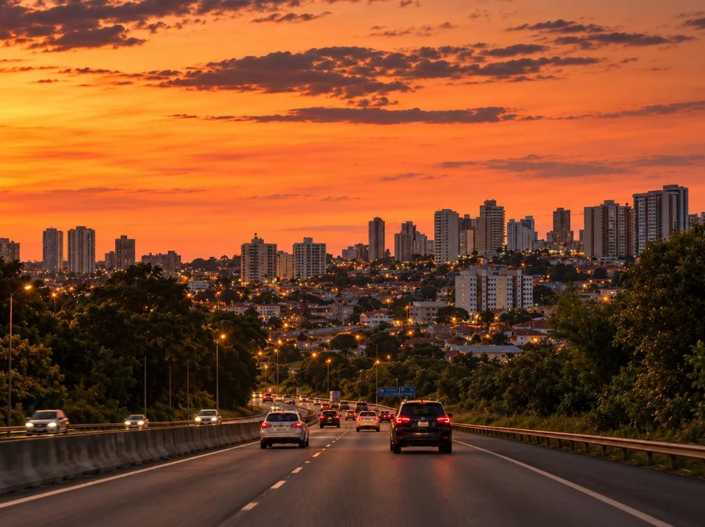 Vista de Marília ao entardecer.